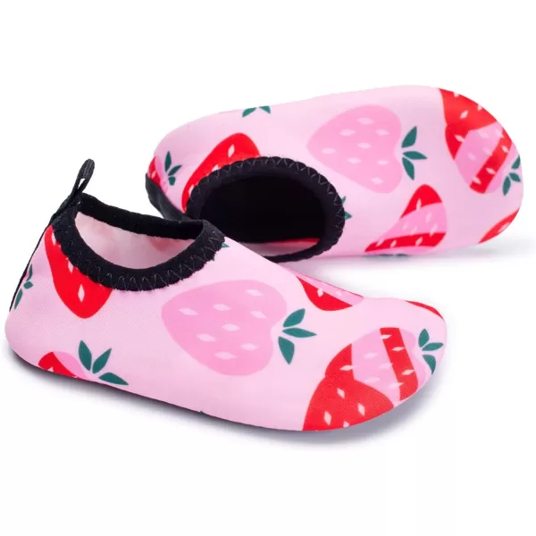 LRUN Baby Water Shoes Barefoot Skin Aqua Sock Swim Shoes for Beach Swim Pool Infant Swim ShoesStrawberry