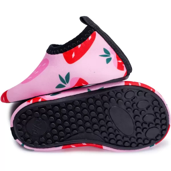 LRUN Baby Water Shoes Barefoot Skin Aqua Sock Swim Shoes for Beach Swim Pool Infant Swim ShoesStrawberry