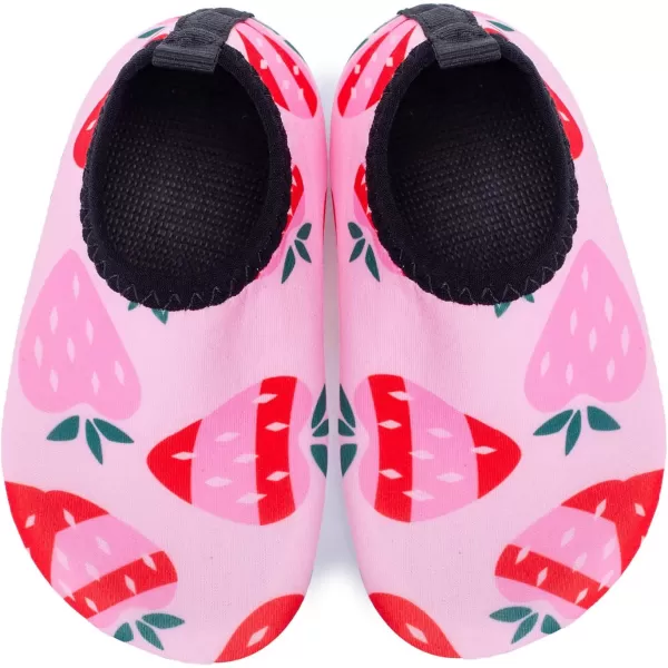 LRUN Baby Water Shoes Barefoot Skin Aqua Sock Swim Shoes for Beach Swim Pool Infant Swim ShoesStrawberry
