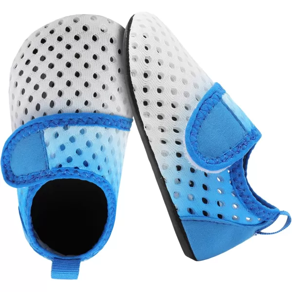 LRUN Baby Water Shoes Barefoot Skin Aqua Sock Swim Shoes for Beach Swim Pool Infant Swim ShoesWhite Blue