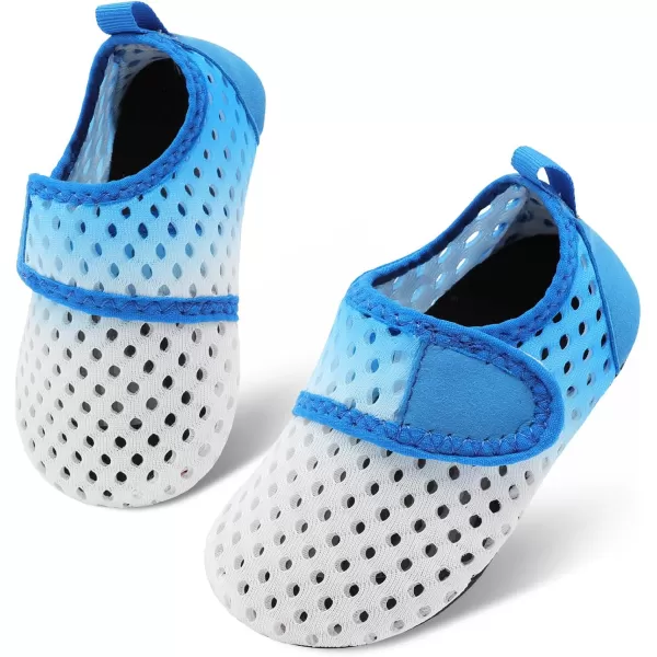 LRUN Baby Water Shoes Barefoot Skin Aqua Sock Swim Shoes for Beach Swim Pool Infant Swim ShoesWhite Blue
