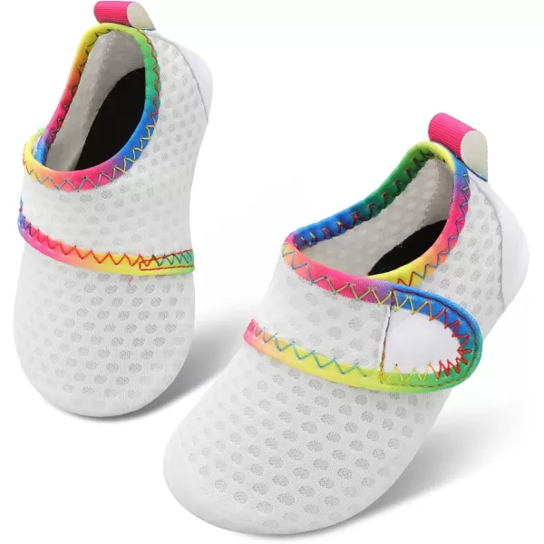 LRUN Baby Water Shoes Barefoot Skin Aqua Sock Swim Shoes for Beach Swim Pool Infant Swim ShoesWhite Dots