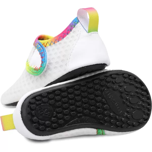 LRUN Baby Water Shoes Barefoot Skin Aqua Sock Swim Shoes for Beach Swim Pool Infant Swim ShoesWhite Dots