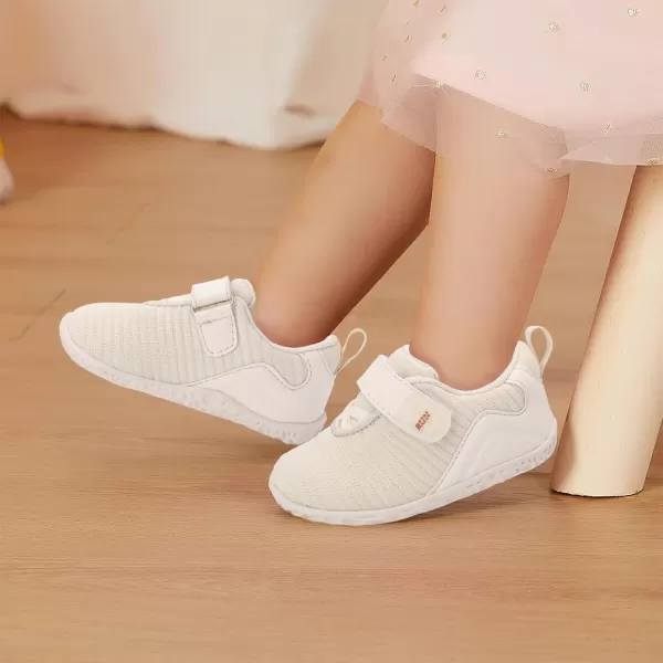 LRUN Barefoot Shoes Toddler Sneakers Boys Girls Lightweight Shoes Knit Kids Walking Shoes for Indoor OutdoorBeige