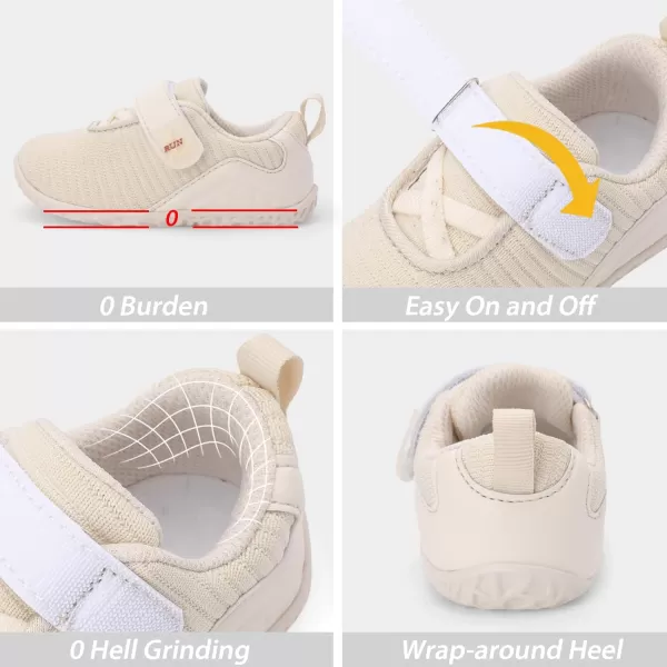 LRUN Barefoot Shoes Toddler Sneakers Boys Girls Lightweight Shoes Knit Kids Walking Shoes for Indoor OutdoorBeige