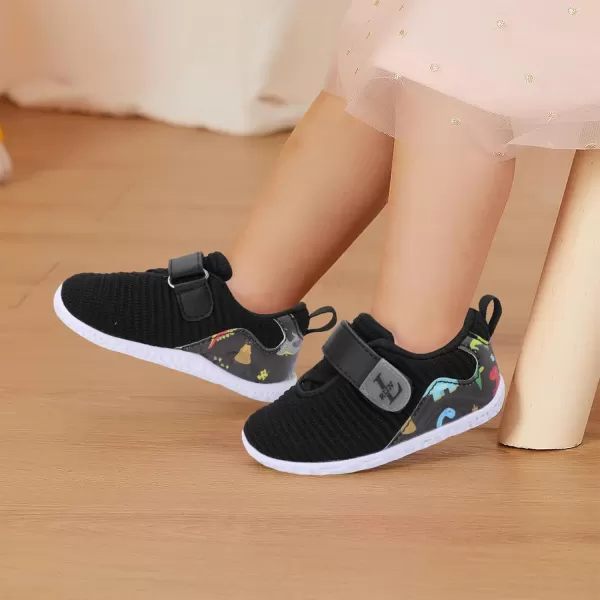 LRUN Barefoot Shoes Toddler Sneakers Boys Girls Lightweight Shoes Knit Kids Walking Shoes for Indoor OutdoorBlack