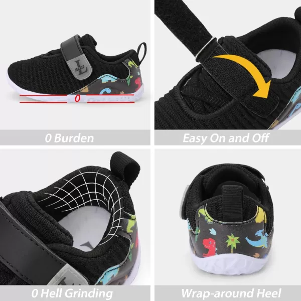 LRUN Barefoot Shoes Toddler Sneakers Boys Girls Lightweight Shoes Knit Kids Walking Shoes for Indoor OutdoorBlack