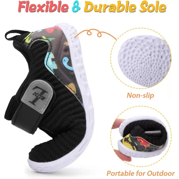 LRUN Barefoot Shoes Toddler Sneakers Boys Girls Lightweight Shoes Knit Kids Walking Shoes for Indoor OutdoorBlack