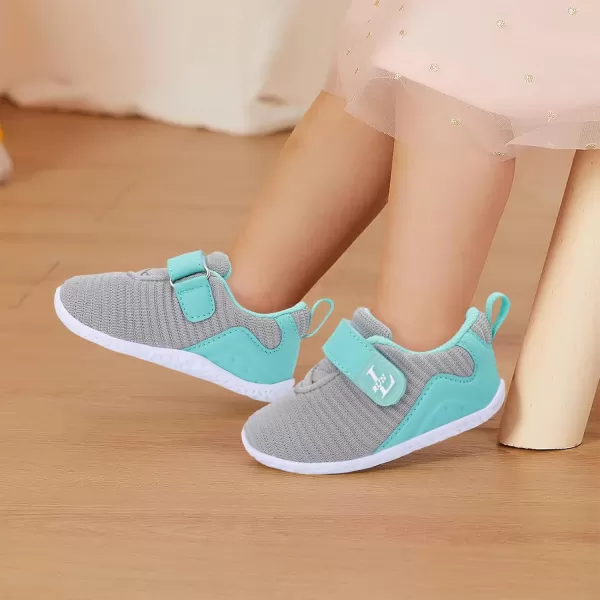 LRUN Barefoot Shoes Toddler Sneakers Boys Girls Lightweight Shoes Knit Kids Walking Shoes for Indoor OutdoorLight Grey