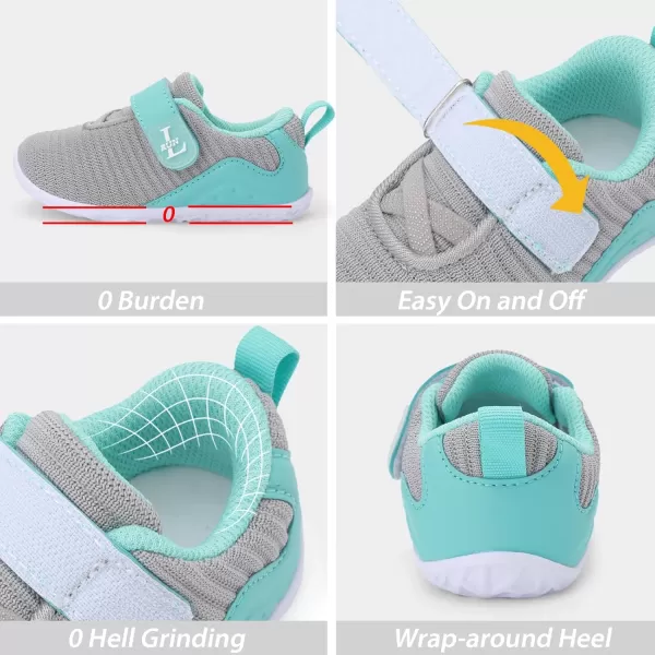 LRUN Barefoot Shoes Toddler Sneakers Boys Girls Lightweight Shoes Knit Kids Walking Shoes for Indoor OutdoorLight Grey