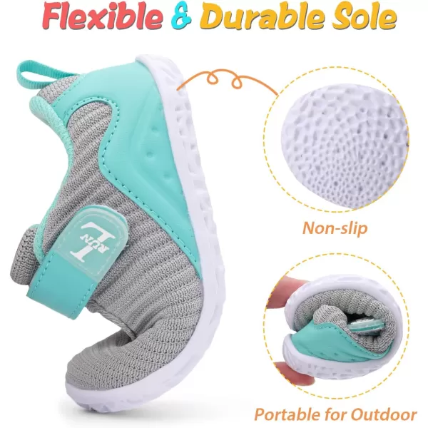 LRUN Barefoot Shoes Toddler Sneakers Boys Girls Lightweight Shoes Knit Kids Walking Shoes for Indoor OutdoorLight Grey