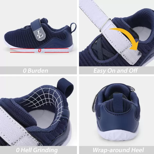 LRUN Barefoot Shoes Toddler Sneakers Boys Girls Lightweight Shoes Knit Kids Walking Shoes for Indoor OutdoorNavy