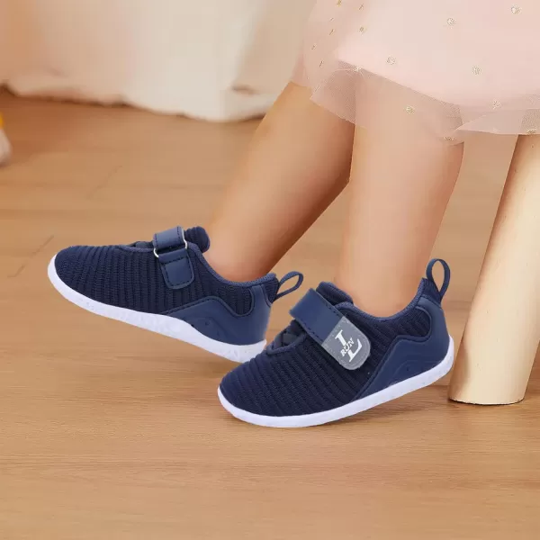 LRUN Barefoot Shoes Toddler Sneakers Boys Girls Lightweight Shoes Knit Kids Walking Shoes for Indoor OutdoorNavy