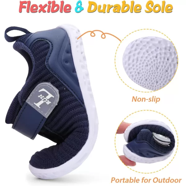 LRUN Barefoot Shoes Toddler Sneakers Boys Girls Lightweight Shoes Knit Kids Walking Shoes for Indoor OutdoorNavy