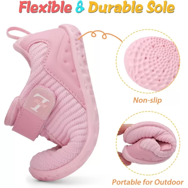 LRUN Barefoot Shoes Toddler Sneakers Boys Girls Lightweight Shoes Knit Kids Walking Shoes for Indoor OutdoorPink