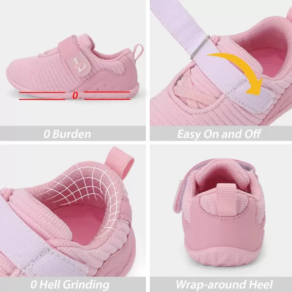 LRUN Barefoot Shoes Toddler Sneakers Boys Girls Lightweight Shoes Knit Kids Walking Shoes for Indoor OutdoorPink