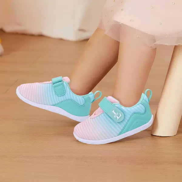 LRUN Barefoot Shoes Toddler Sneakers Boys Girls Lightweight Shoes Knit Kids Walking Shoes for Indoor OutdoorPink Blue