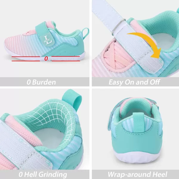 LRUN Barefoot Shoes Toddler Sneakers Boys Girls Lightweight Shoes Knit Kids Walking Shoes for Indoor OutdoorPink Blue