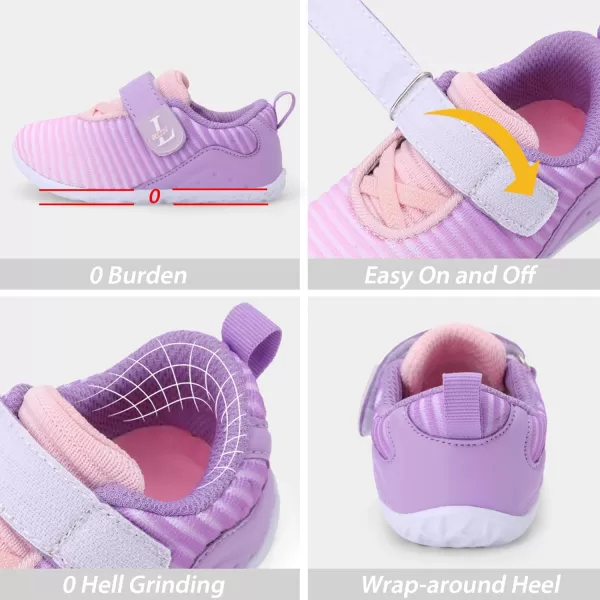 LRUN Barefoot Shoes Toddler Sneakers Boys Girls Lightweight Shoes Knit Kids Walking Shoes for Indoor OutdoorPink Purple