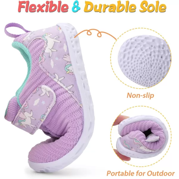 LRUN Barefoot Shoes Toddler Sneakers Boys Girls Lightweight Shoes Knit Kids Walking Shoes for Indoor OutdoorPurple