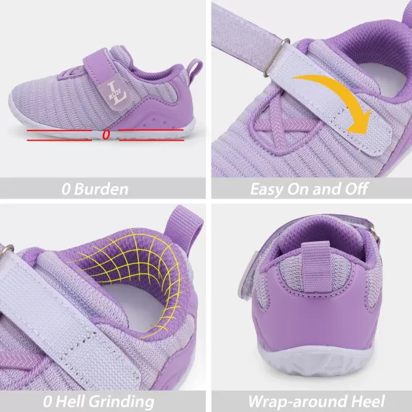 LRUN Barefoot Shoes Toddler Sneakers Boys Girls Lightweight Shoes Knit Kids Walking Shoes for Indoor OutdoorPurple Mix