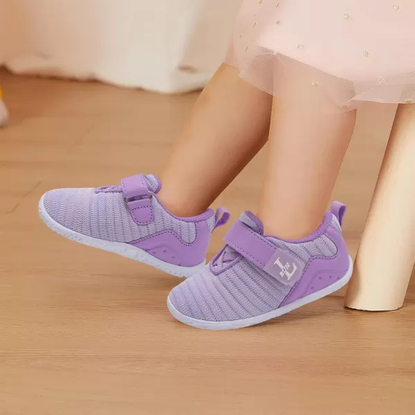 LRUN Barefoot Shoes Toddler Sneakers Boys Girls Lightweight Shoes Knit Kids Walking Shoes for Indoor OutdoorPurple Mix