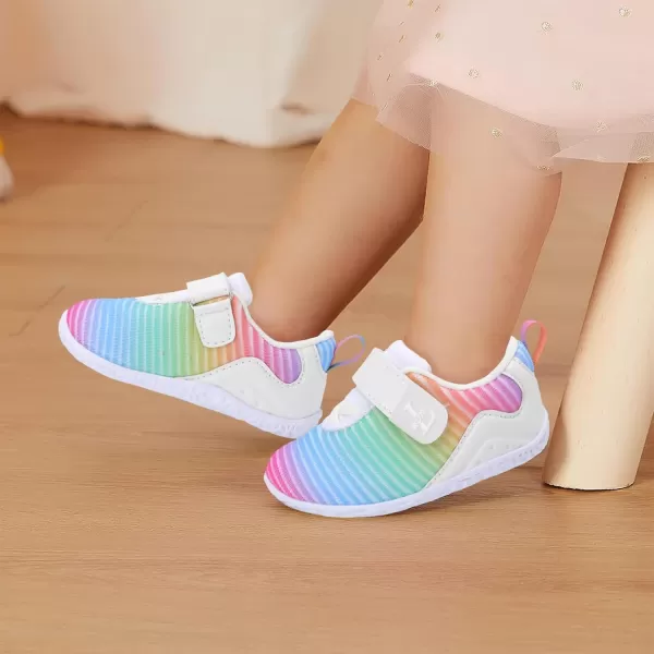LRUN Barefoot Shoes Toddler Sneakers Boys Girls Lightweight Shoes Knit Kids Walking Shoes for Indoor OutdoorRainbow