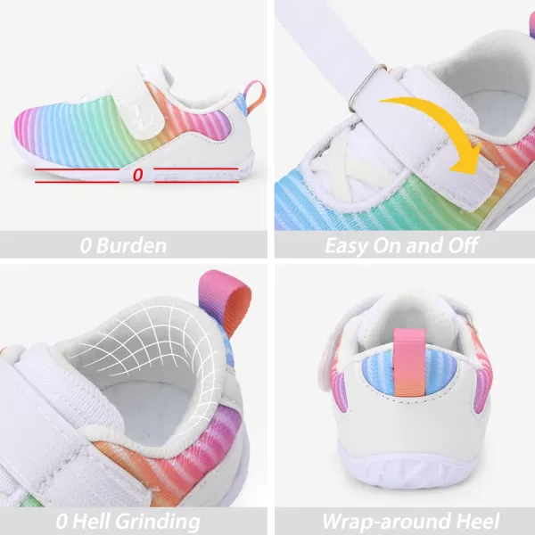 LRUN Barefoot Shoes Toddler Sneakers Boys Girls Lightweight Shoes Knit Kids Walking Shoes for Indoor OutdoorRainbow