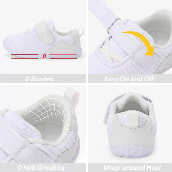 LRUN Barefoot Shoes Toddler Sneakers Boys Girls Lightweight Shoes Knit Kids Walking Shoes for Indoor OutdoorWhite