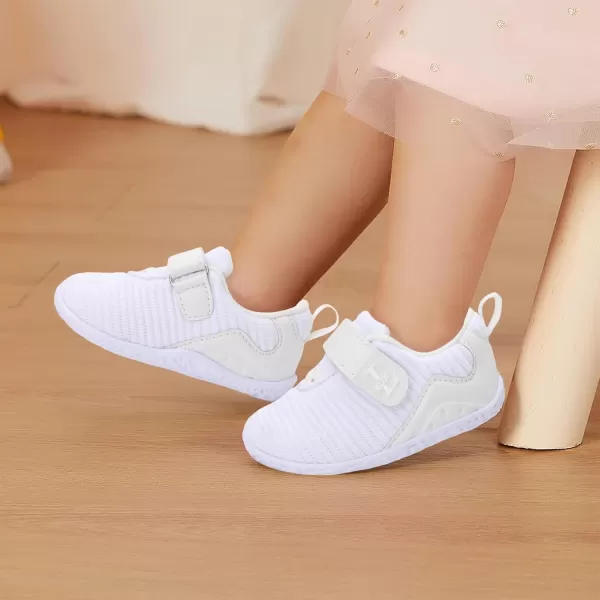 LRUN Barefoot Shoes Toddler Sneakers Boys Girls Lightweight Shoes Knit Kids Walking Shoes for Indoor OutdoorWhite