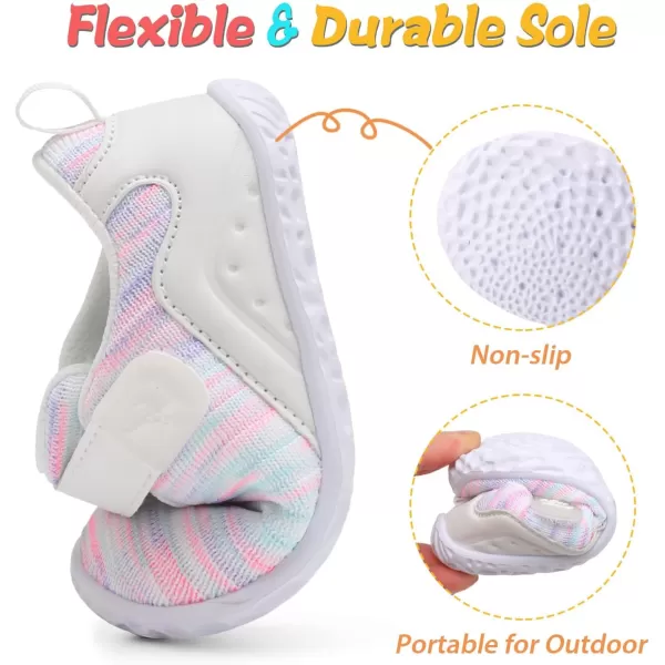 LRUN Barefoot Shoes Toddler Sneakers Boys Girls Lightweight Shoes Knit Kids Walking Shoes for Indoor OutdoorWhite Mix