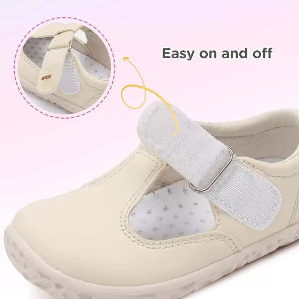 LRUN Toddler Girls Dress Shoes Lightweight Mary Jane Shoes for Girls AntiSlip School Shoes for Toddler GirlsBeige