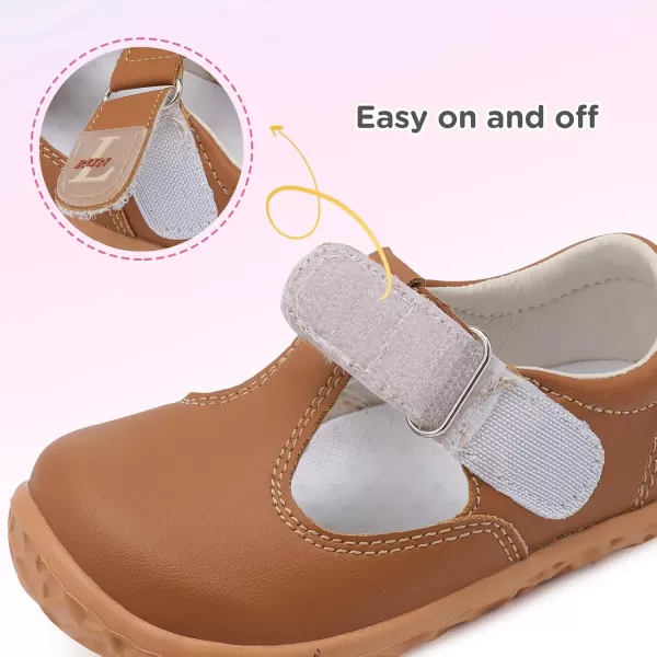 LRUN Toddler Girls Dress Shoes Lightweight Mary Jane Shoes for Girls AntiSlip School Shoes for Toddler GirlsBrown