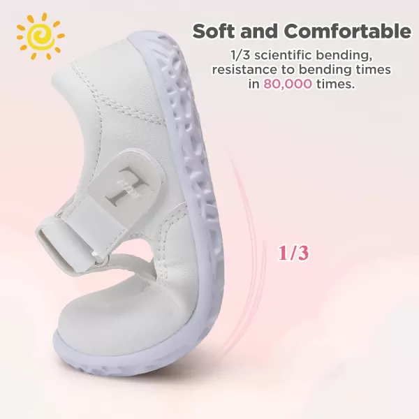LRUN Toddler Girls Dress Shoes Lightweight Mary Jane Shoes for Girls AntiSlip School Shoes for Toddler GirlsWhite