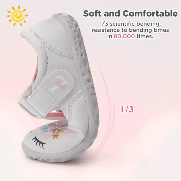 LRUN Toddler Girls Dress Shoes Lightweight Mary Jane Shoes for Girls AntiSlip School Shoes for Toddler GirlsWhite Horse
