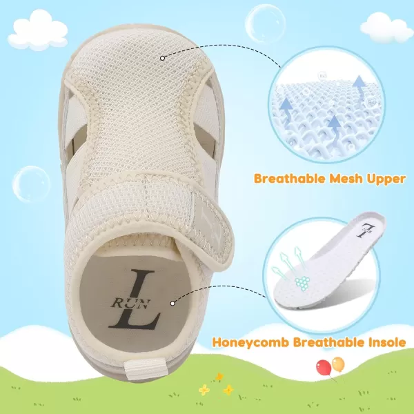 LRUN Toddler Shoes Barefoot Kids Sneakers Wide Minimalist Boys Girls Summer Footwear for Indoor Outdoor Walking RunningBeige
