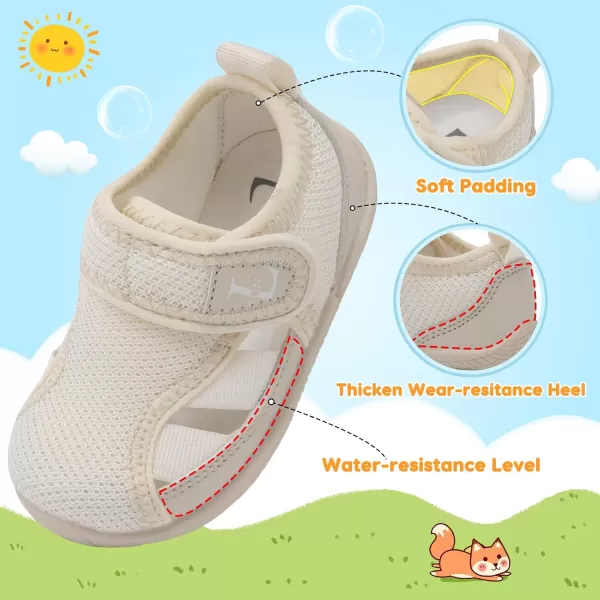 LRUN Toddler Shoes Barefoot Kids Sneakers Wide Minimalist Boys Girls Summer Footwear for Indoor Outdoor Walking RunningBeige