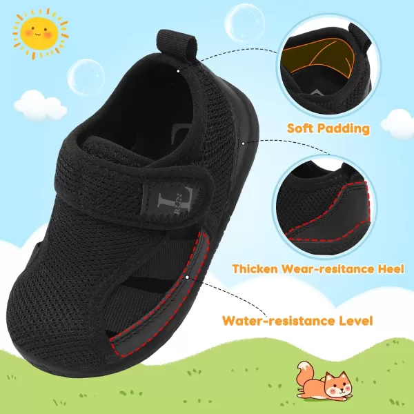 LRUN Toddler Shoes Barefoot Kids Sneakers Wide Minimalist Boys Girls Summer Footwear for Indoor Outdoor Walking RunningBlack