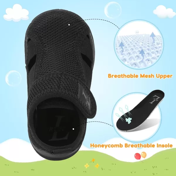 LRUN Toddler Shoes Barefoot Kids Sneakers Wide Minimalist Boys Girls Summer Footwear for Indoor Outdoor Walking RunningBlack