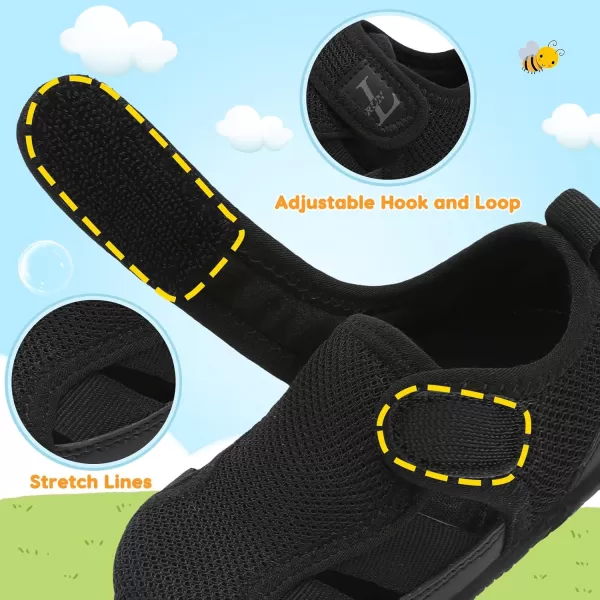 LRUN Toddler Shoes Barefoot Kids Sneakers Wide Minimalist Boys Girls Summer Footwear for Indoor Outdoor Walking RunningBlack