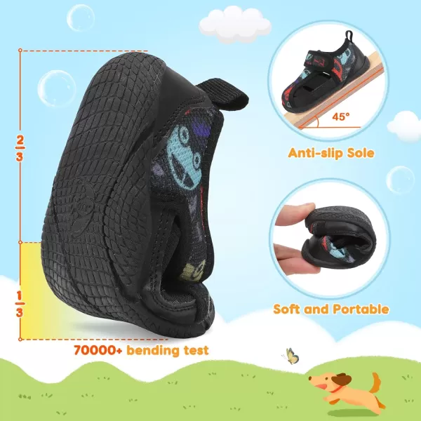 LRUN Toddler Shoes Barefoot Kids Sneakers Wide Minimalist Boys Girls Summer Footwear for Indoor Outdoor Walking RunningBlack Cars