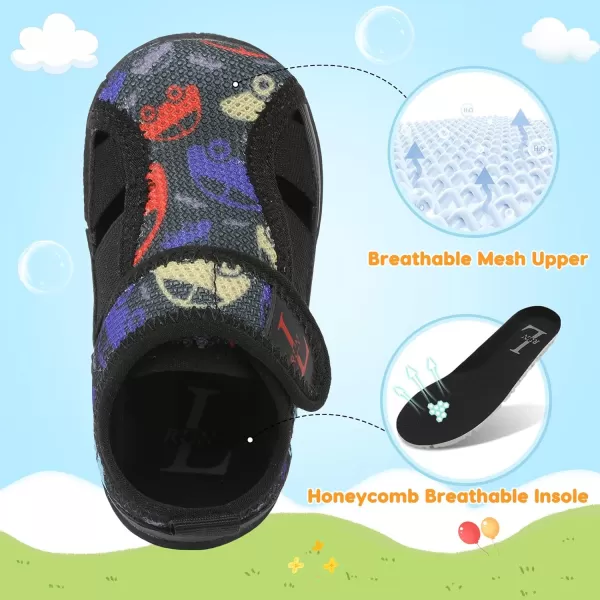 LRUN Toddler Shoes Barefoot Kids Sneakers Wide Minimalist Boys Girls Summer Footwear for Indoor Outdoor Walking RunningBlack Cars