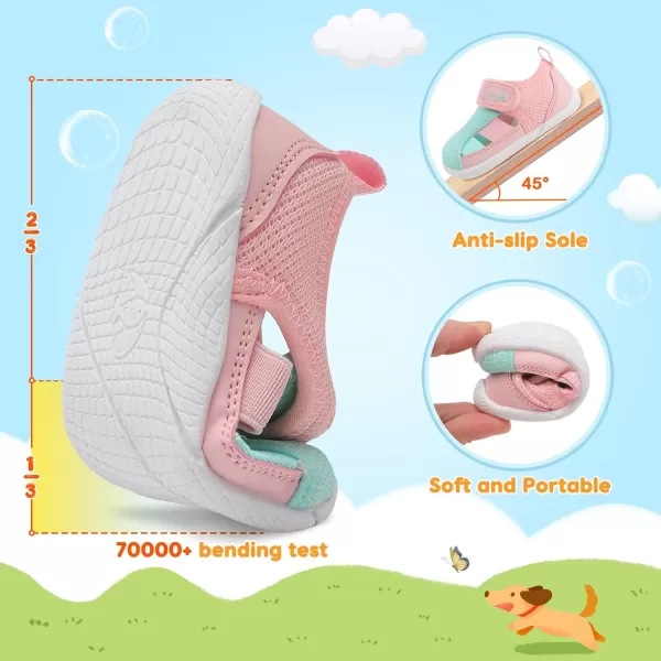 LRUN Toddler Shoes Barefoot Kids Sneakers Wide Minimalist Boys Girls Summer Footwear for Indoor Outdoor Walking RunningBlue Pink