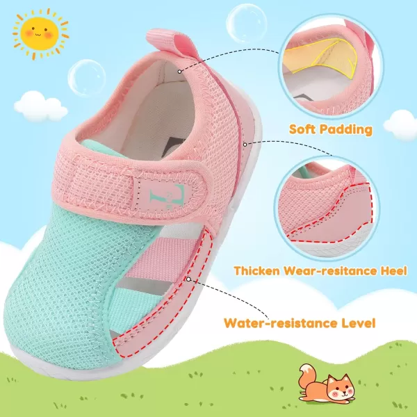 LRUN Toddler Shoes Barefoot Kids Sneakers Wide Minimalist Boys Girls Summer Footwear for Indoor Outdoor Walking RunningBlue Pink