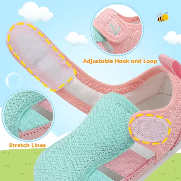 LRUN Toddler Shoes Barefoot Kids Sneakers Wide Minimalist Boys Girls Summer Footwear for Indoor Outdoor Walking RunningBlue Pink