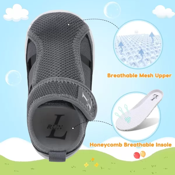 LRUN Toddler Shoes Barefoot Kids Sneakers Wide Minimalist Boys Girls Summer Footwear for Indoor Outdoor Walking RunningGrey
