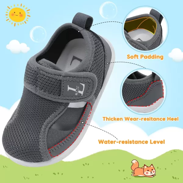 LRUN Toddler Shoes Barefoot Kids Sneakers Wide Minimalist Boys Girls Summer Footwear for Indoor Outdoor Walking RunningGrey