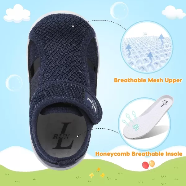 LRUN Toddler Shoes Barefoot Kids Sneakers Wide Minimalist Boys Girls Summer Footwear for Indoor Outdoor Walking RunningNavy