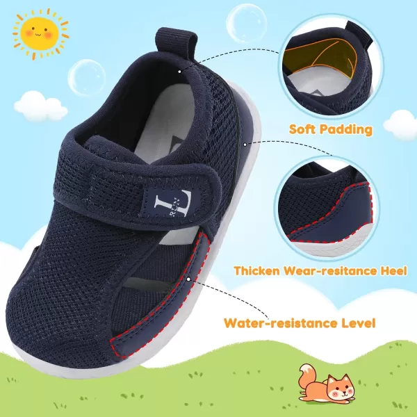 LRUN Toddler Shoes Barefoot Kids Sneakers Wide Minimalist Boys Girls Summer Footwear for Indoor Outdoor Walking RunningNavy