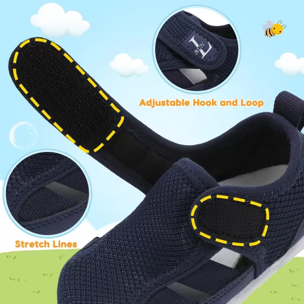 LRUN Toddler Shoes Barefoot Kids Sneakers Wide Minimalist Boys Girls Summer Footwear for Indoor Outdoor Walking RunningNavy